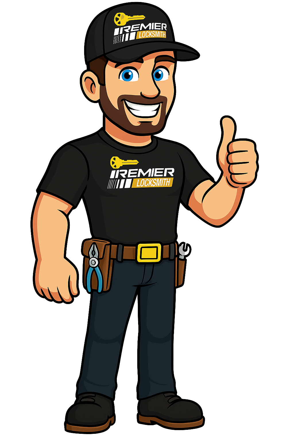 Premier Locksmith mobile locksmith technician mascot